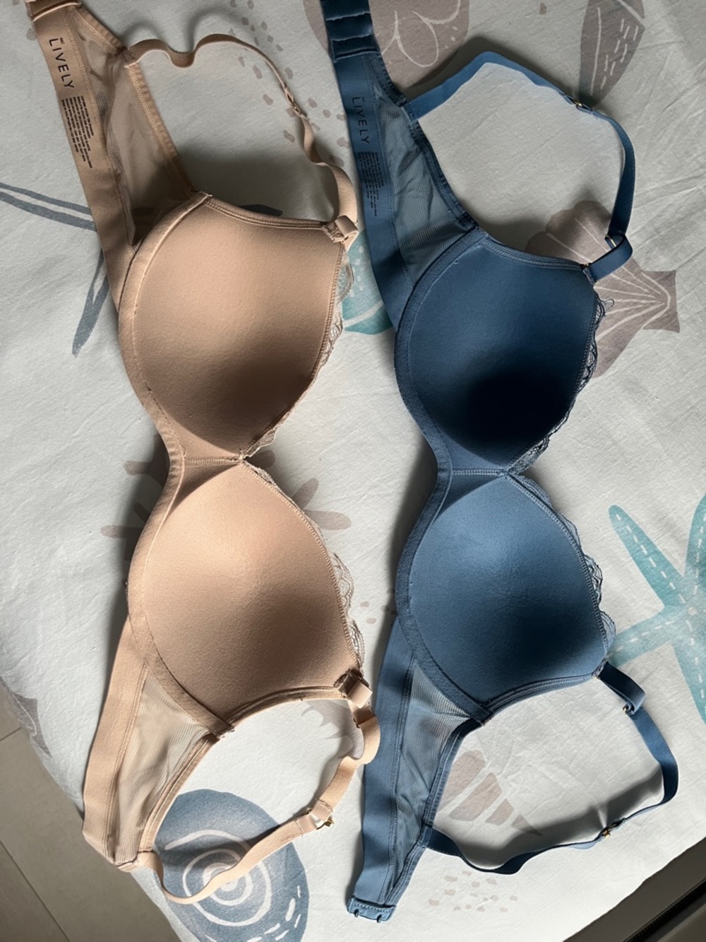 Lively Lace Underwire Bra — Blue and Nude - Picture 4 of 4